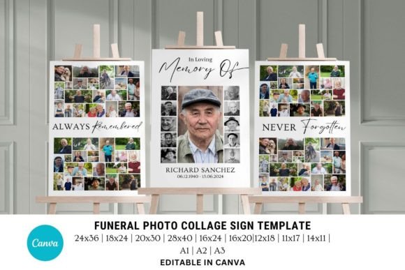 Crafting a Heartfelt Tribute with Funeral Photo Collage Sign Set Templates