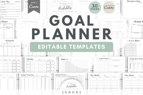 Goal Planner Canva Templates SAGE: A Designer's Toolkit for Structured Success