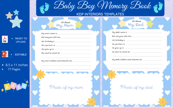 Preserving Precious Years: Baby Boy Memory Book Interior Templates