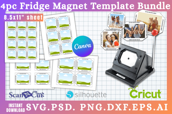 Streamlining Your Creative Workflow with the 4 Sizes Fridge Magnet Templates Bundle